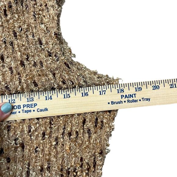 Y2K Fuzzy Knit Tank Top M/L Cowl Neck Casual Eclectic Artsy Boho Brown Stretch - Picture 5 of 8
